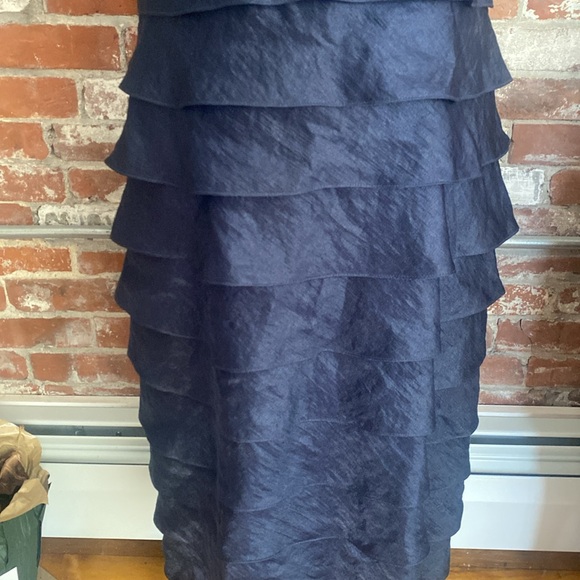 Adrianna Papell Navy Blue Ruffle Spaghetti Strap Cocktail Dress Size 14 - Picture 3 of 7